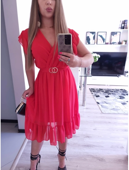 Sukienka TINA RED z paskiem