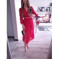 Sukienka MARIJA MAXI CZERWONA elegancka koronka