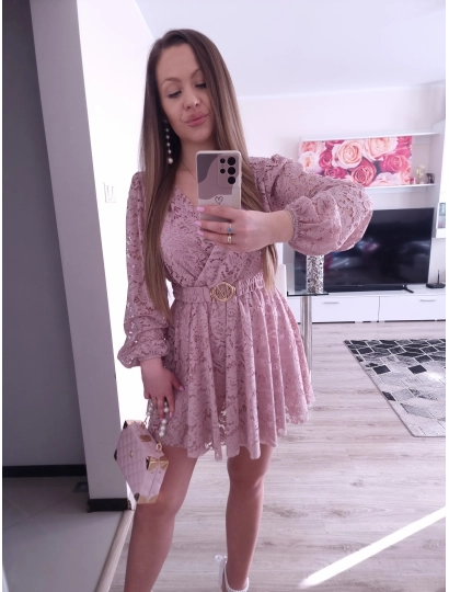 Sukienko-kombinezon ADELL koronka róż