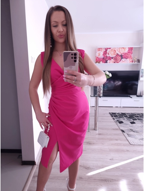 Sukienka NESPERA marszczona malina, fuksja