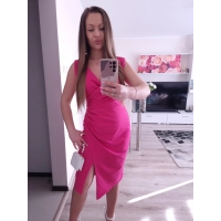 Sukienka NESPERA marszczona malina, fuksja