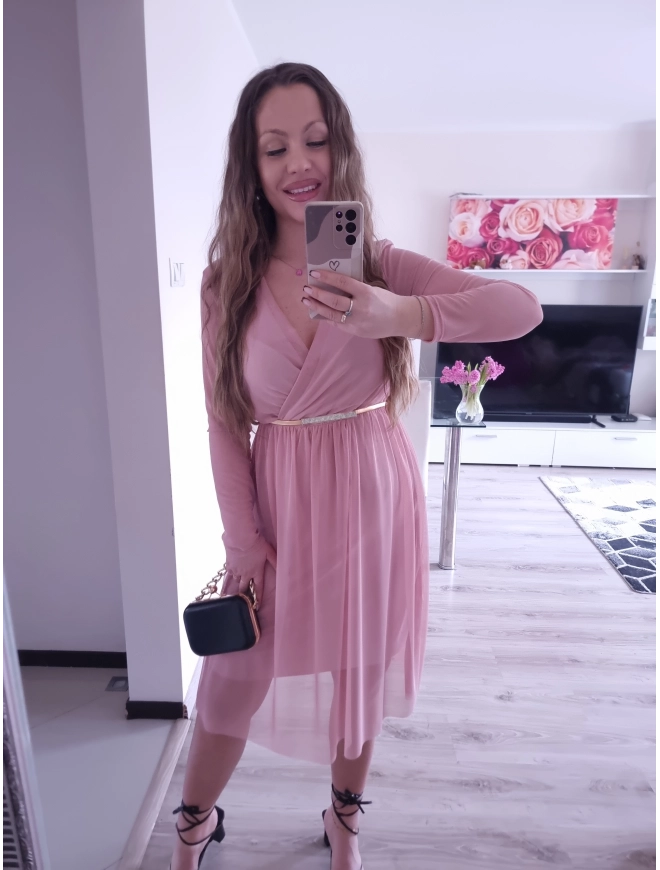Sukienka LUCIA siateczkowa puder róż