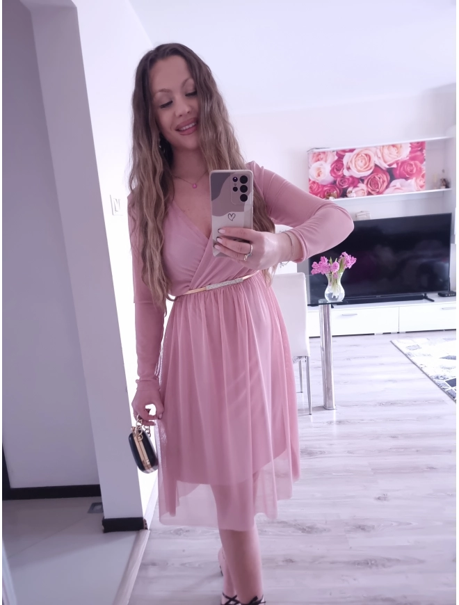 Sukienka LUCIA siateczkowa puder róż