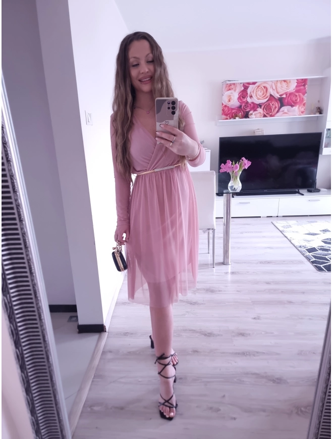 Sukienka LUCIA siateczkowa puder róż