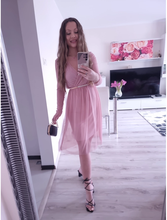 Sukienka LUCIA siateczkowa puder róż