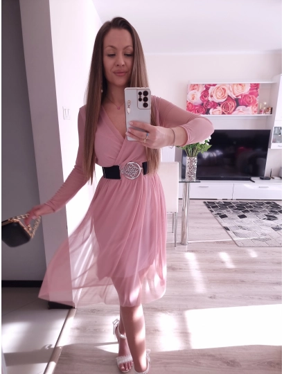 Sukienka LUCIA siateczkowa puder róż