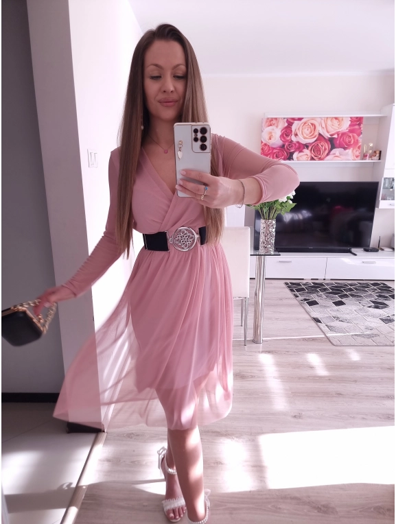 Sukienka LUCIA siateczkowa puder róż