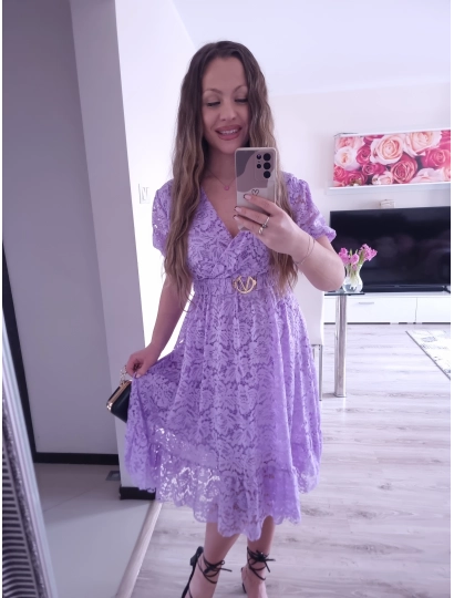 Sukienka GLAMOUR koronkowa PLUS SIZE lila