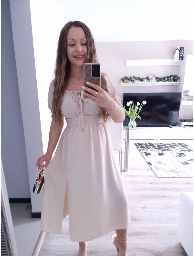 Sukienka ESTERA taliowana midi z rozcięciem 04