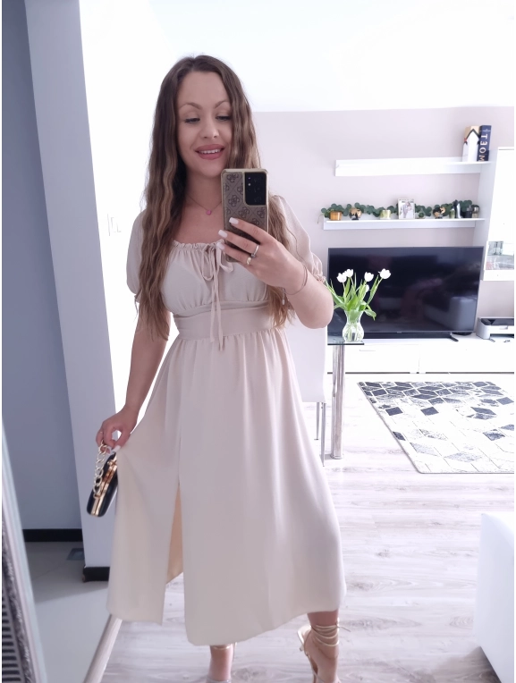 Sukienka ESTERA taliowana midi z rozcięciem 04 Sukienka ESTERA taliowana midi z rozcięciem 04