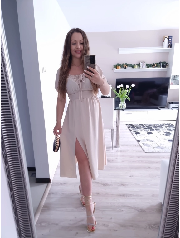 Sukienka ESTERA taliowana midi z rozcięciem 04
