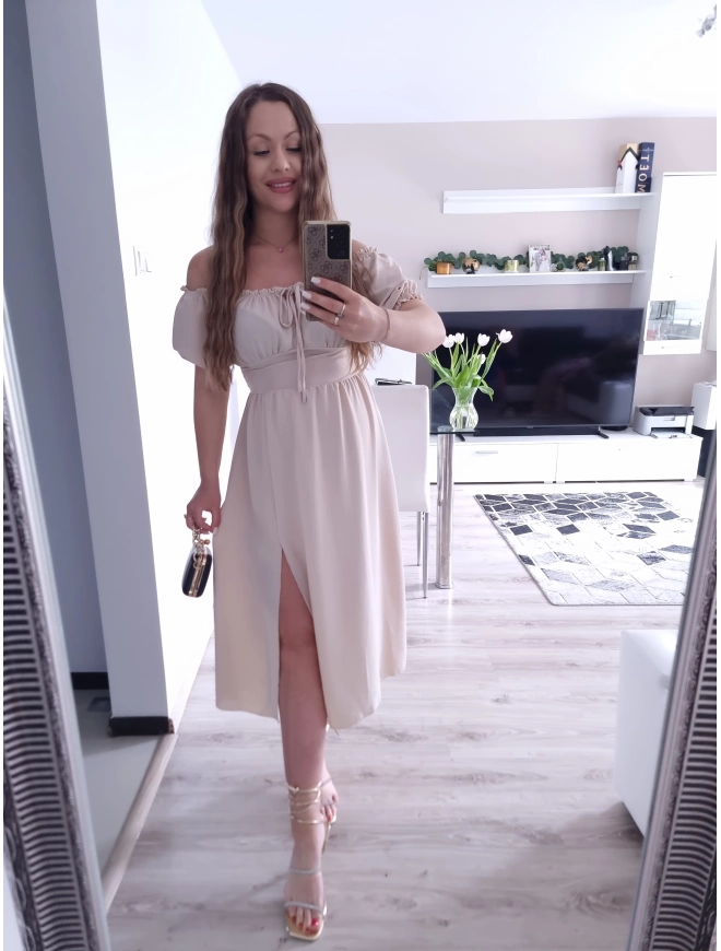 Sukienka ESTERA taliowana midi z rozcięciem 04