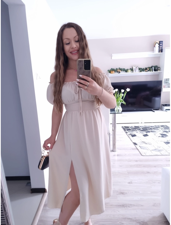 Sukienka ESTERA taliowana midi z rozcięciem 04
