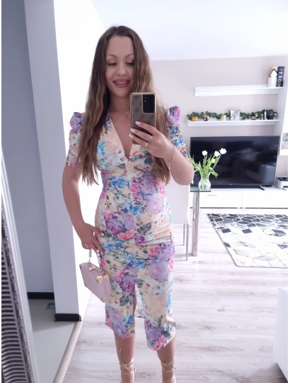 Sukienka DIANA marszczona midi dopasowana 04