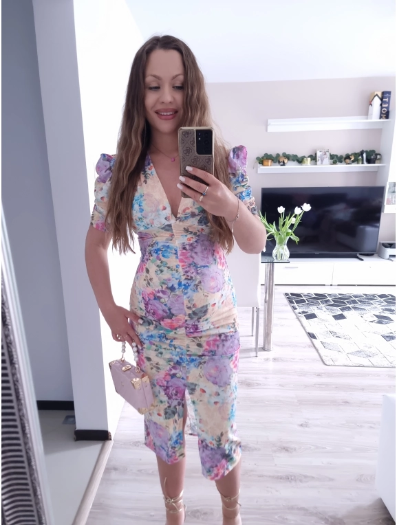 Sukienka DIANA marszczona midi dopasowana 04