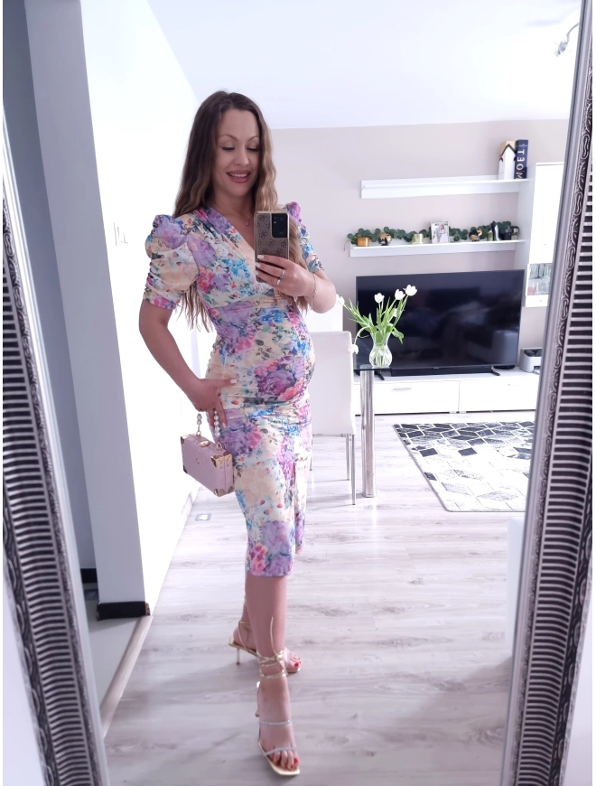 Sukienka DIANA marszczona midi dopasowana 04