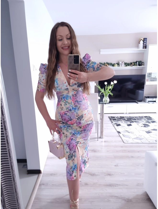 Sukienka DIANA marszczona midi dopasowana 04