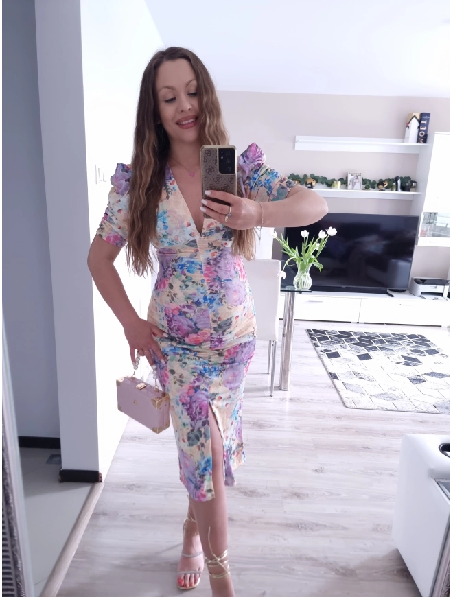 Sukienka DIANA marszczona midi dopasowana 04