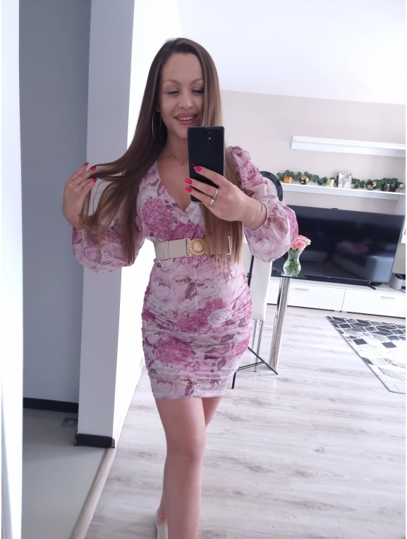 Sukienka AISHA siateczkowa marszczona 02 turkus