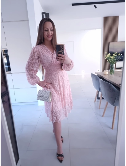 Sukienka IRIS róż koktajlowa M L XL