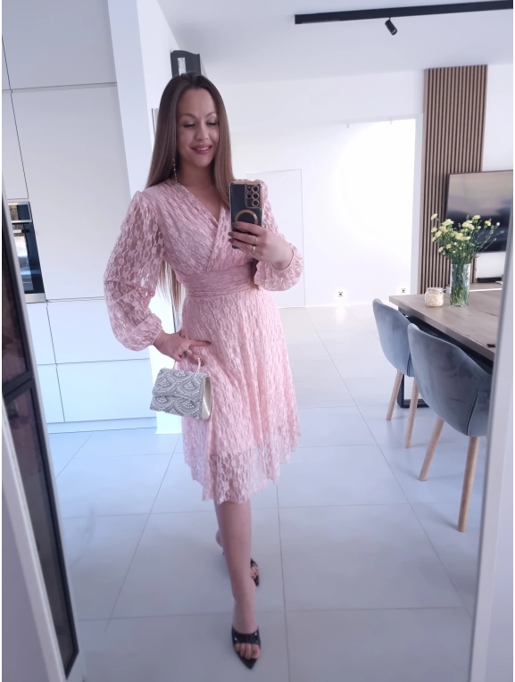 Sukienka IRIS róż koktajlowa M L XL