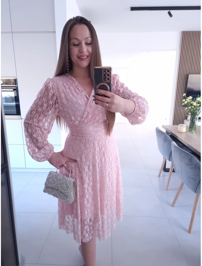 Sukienka IRIS róż koktajlowa M L XL