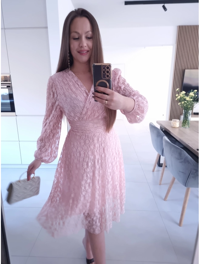 Sukienka IRIS róż koktajlowa M L XL