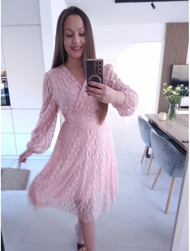 Sukienka IRIS róż koktajlowa M L XL