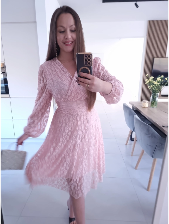 Sukienka IRIS róż koktajlowa M L XL