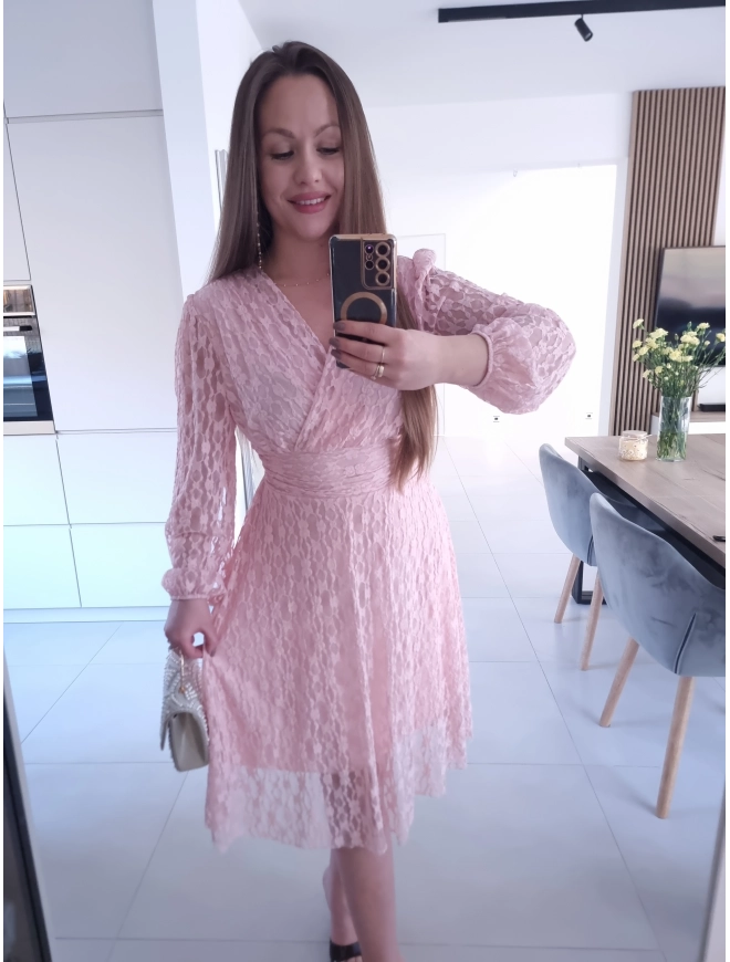 Sukienka IRIS róż koktajlowa M L XL