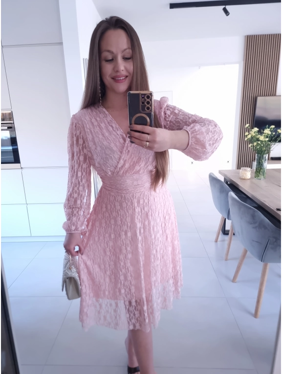 Sukienka IRIS róż koktajlowa M L XL