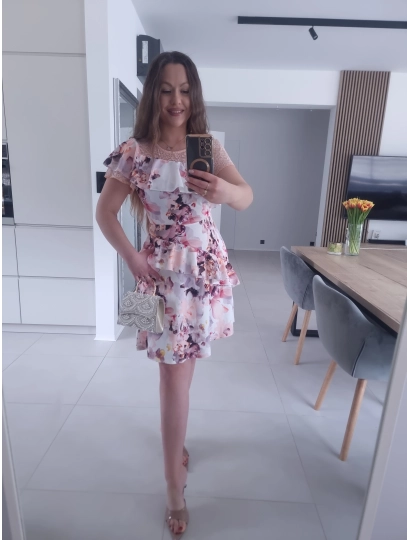 Sukienka ELLENI koktajlowa w kwiaty S/M M/L