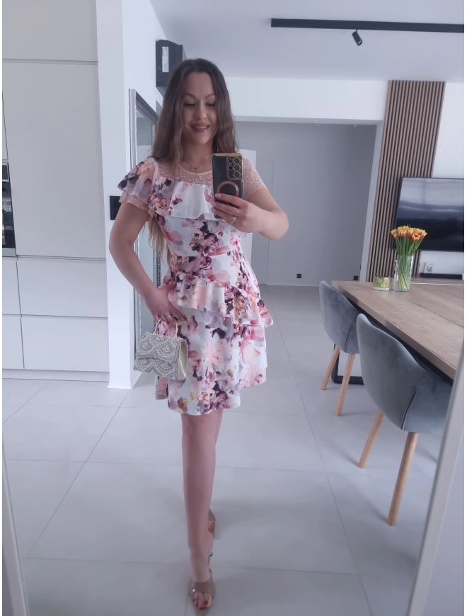 Sukienka ELLENI koktajlowa w kwiaty S/M M/L