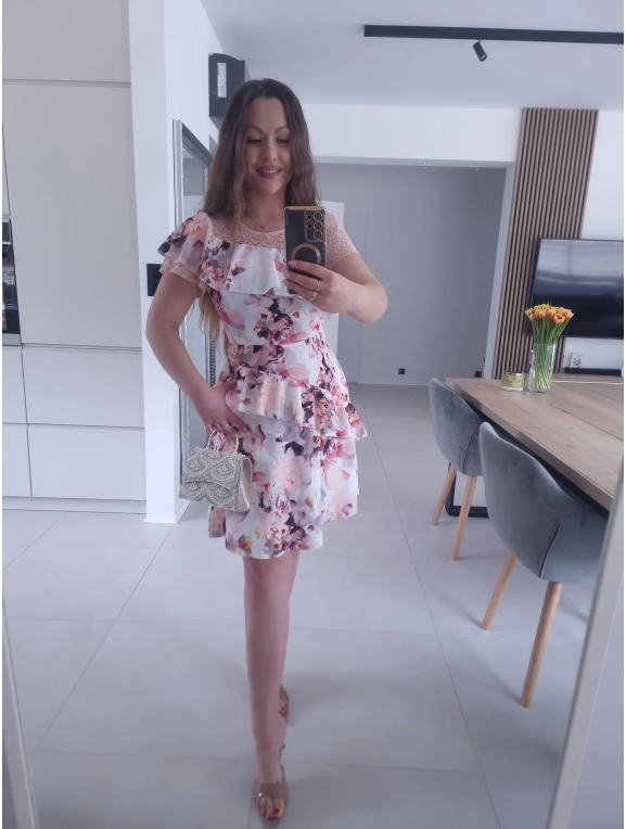 Sukienka ELLENI koktajlowa w kwiaty S/M M/L