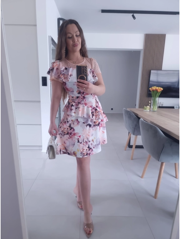 Sukienka ELLENI koktajlowa w kwiaty S/M M/L