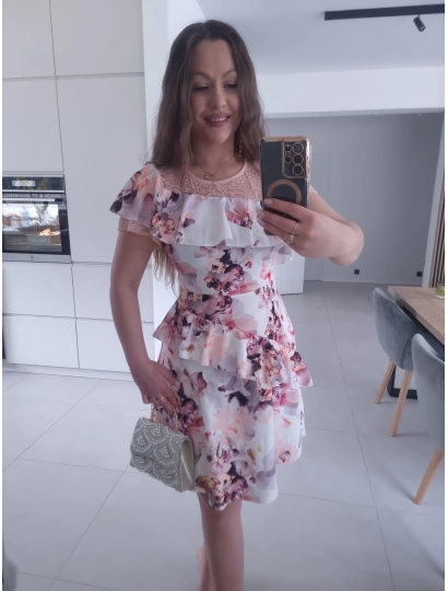 Sukienka ELLENI koktajlowa w kwiaty S/M M/L