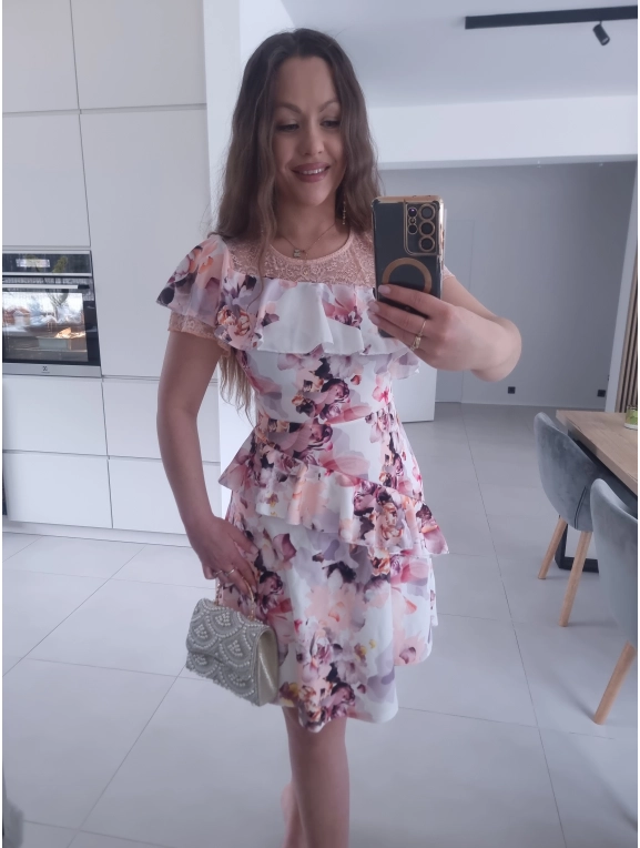 Sukienka ELLENI koktajlowa w kwiaty S/M M/L