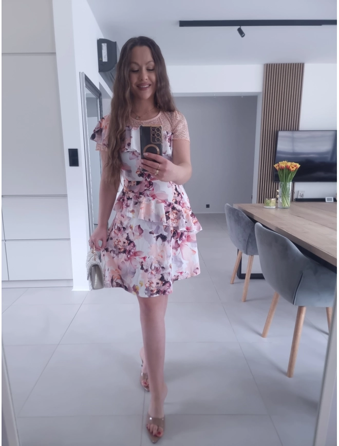 Sukienka ELLENI koktajlowa w kwiaty S/M M/L