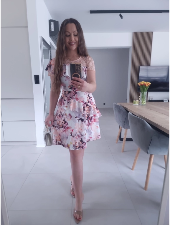 Sukienka ELLENI koktajlowa w kwiaty S/M M/L