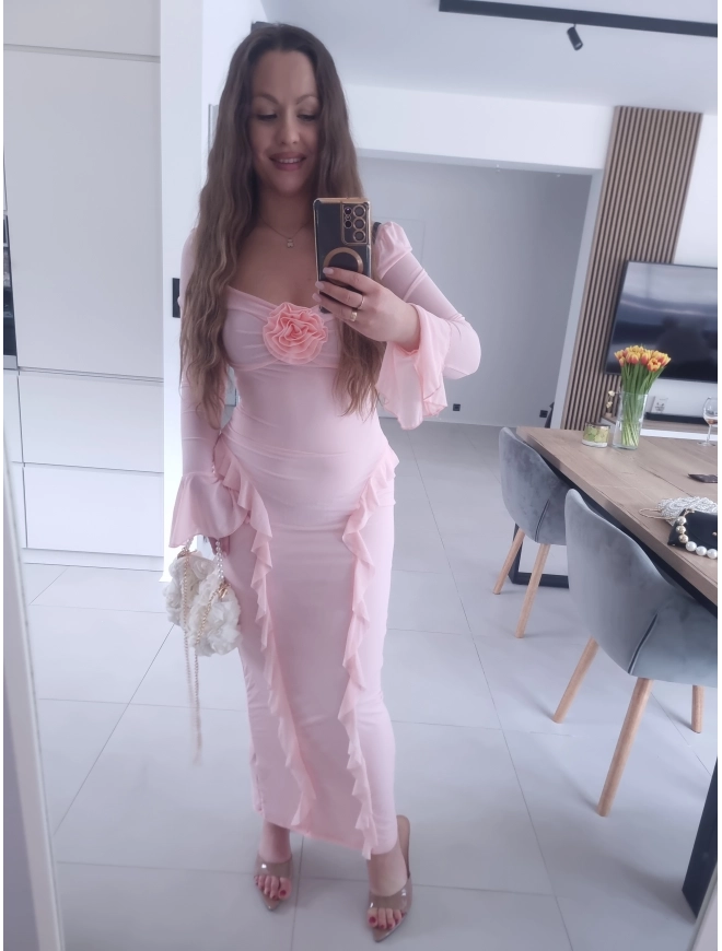 Sukienka maxi ISAMA siateczkowa ciążowa wieczorowa