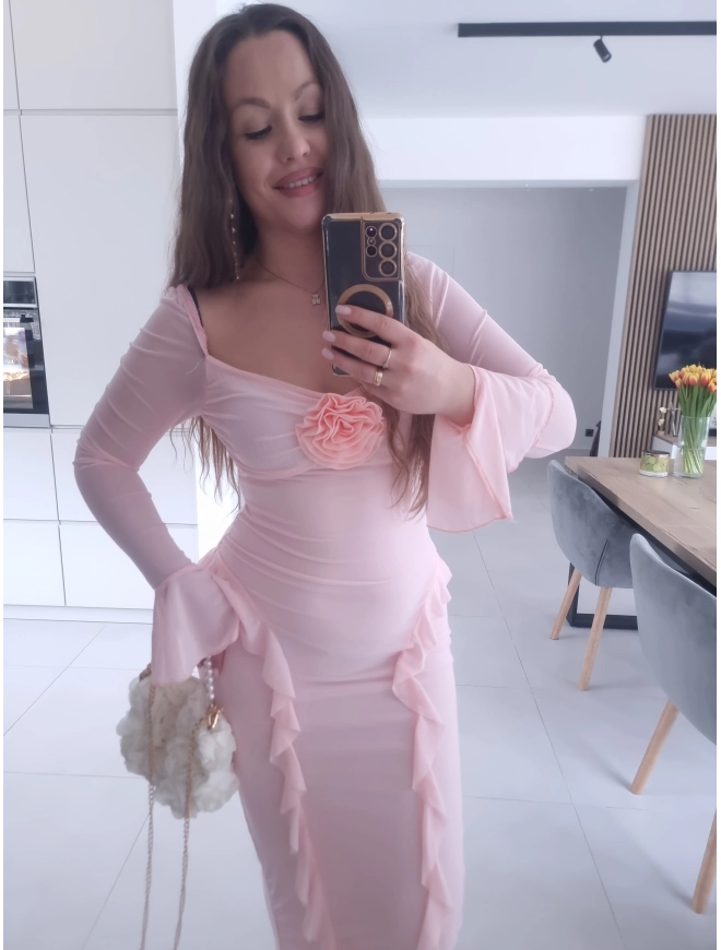 Sukienka maxi ISAMA siateczkowa ciążowa wieczorowa