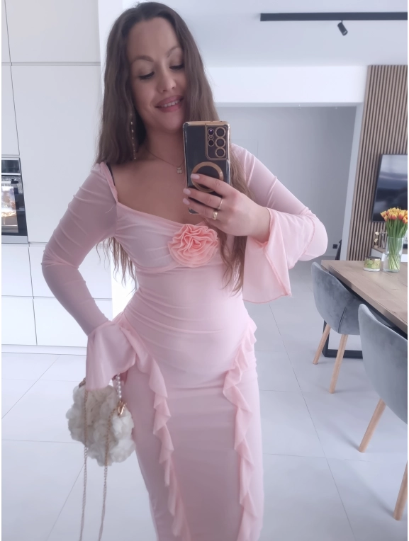 Sukienka maxi ISAMA siateczkowa ciążowa wieczorowa