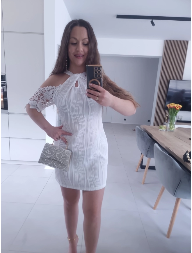 Sukienka ANNA koronka koktajlowa trapezowa