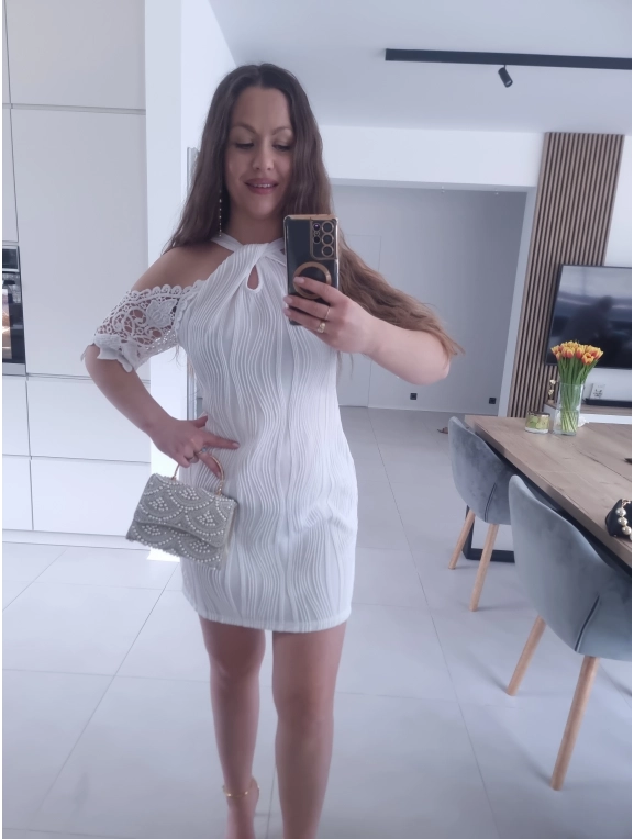 Sukienka ANNA koronka koktajlowa trapezowa