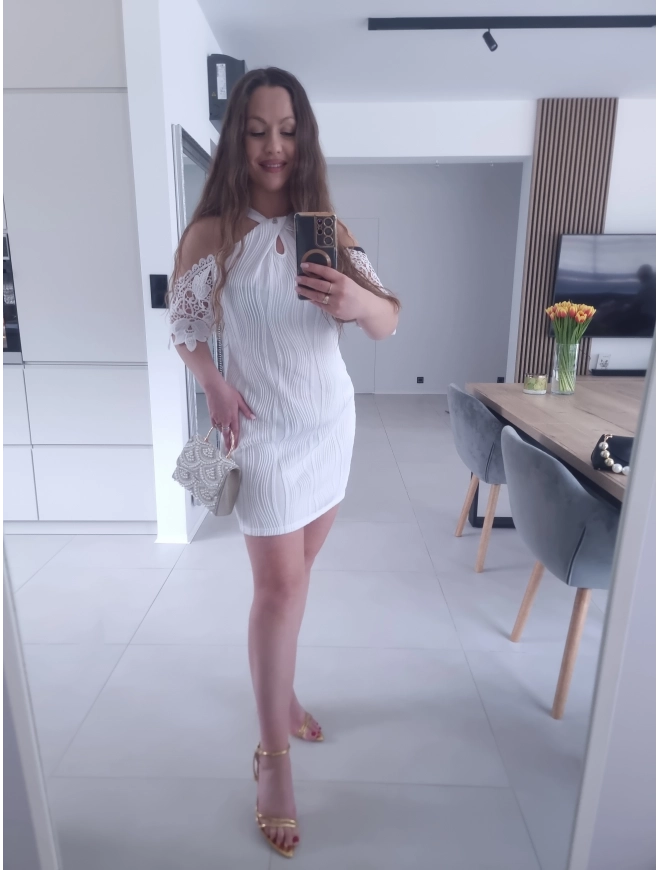 Sukienka ANNA koronka koktajlowa trapezowa