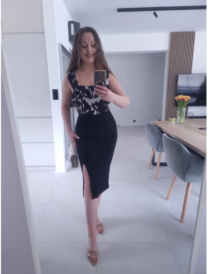 Sukienka ANETTA marszczona midi koktajlowa S M L