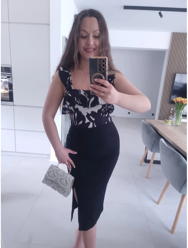 Sukienka ANETTA marszczona midi koktajlowa S M L