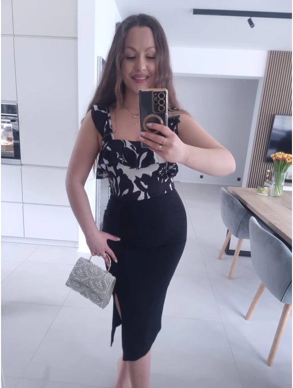 Sukienka ANETTA marszczona midi koktajlowa S M L