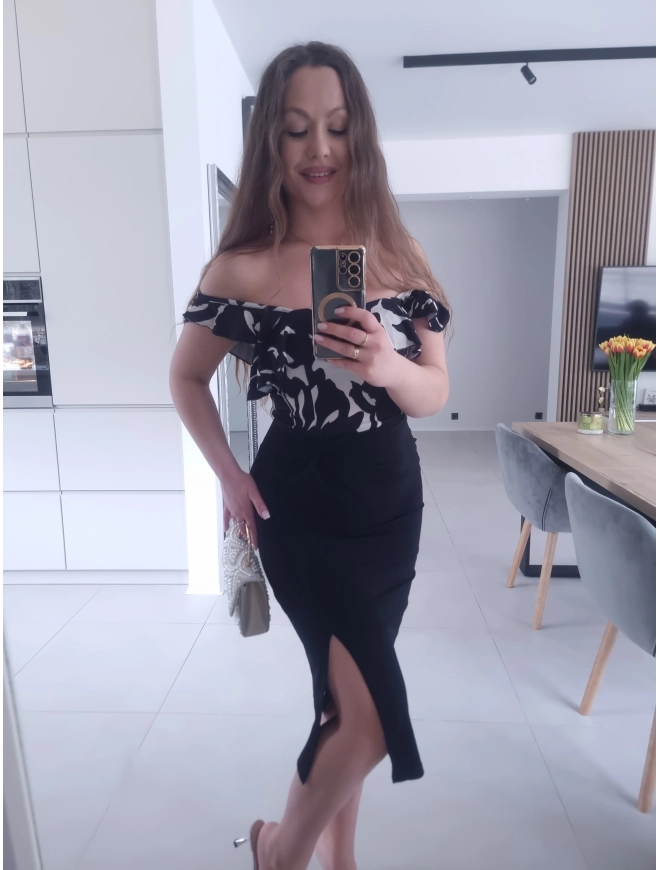 Sukienka ANETTA marszczona midi koktajlowa S M L