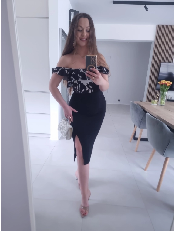 Sukienka ANETTA marszczona midi koktajlowa S M L